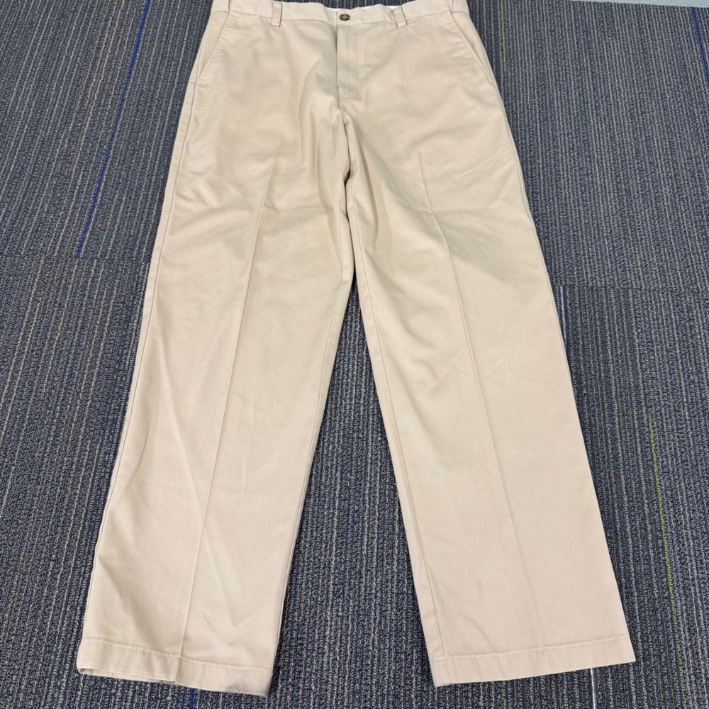 L.L. Bean Chino Pants Mens 36x32 Khaki Good Comfort Waist Cotton Twill Straight